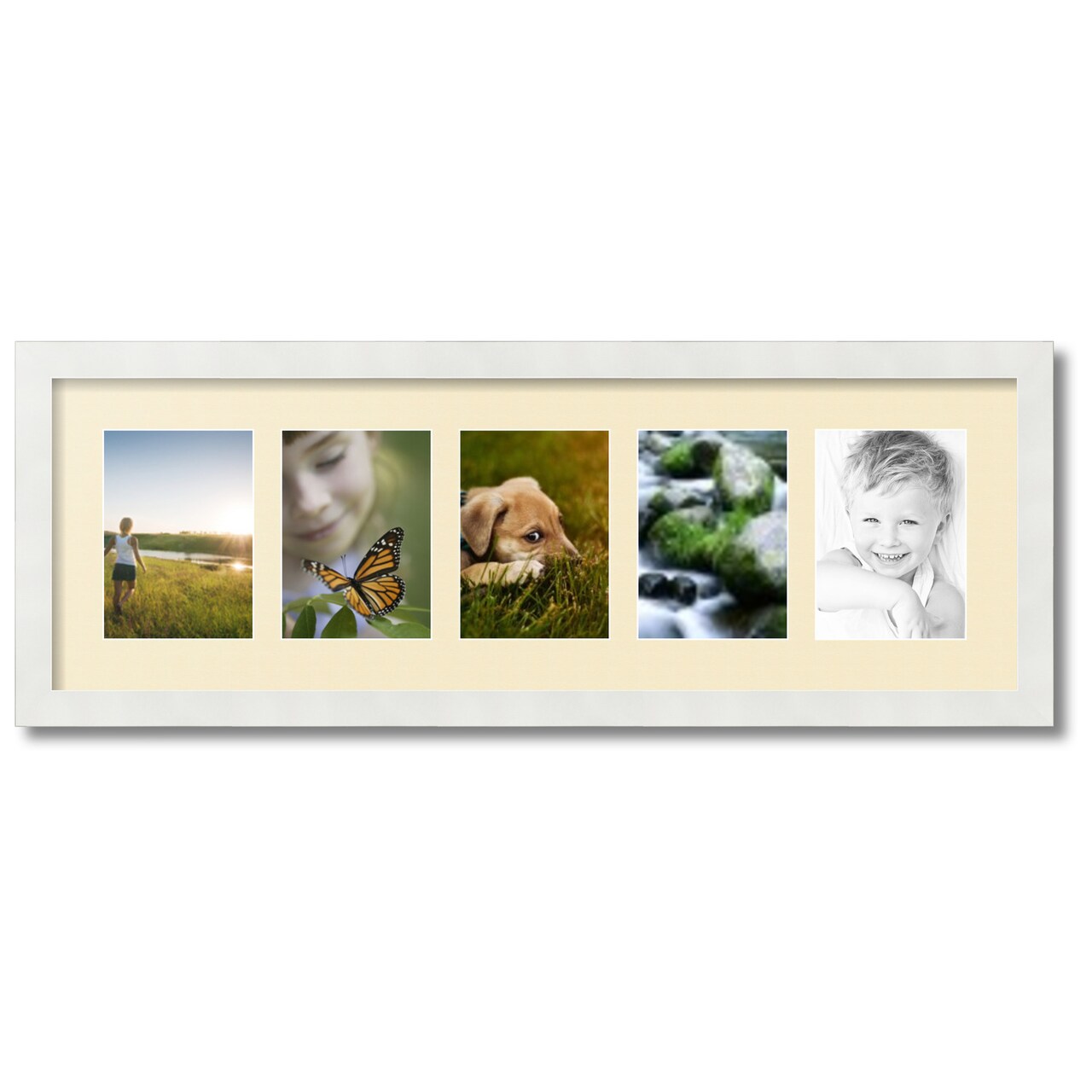 ArtToFrames Collage Photo Picture Frame with 5 - 5x7 inch Openings, Framed in White with Over 62 Mat Color Options and Plexi Glass (CSM-3966-152)
